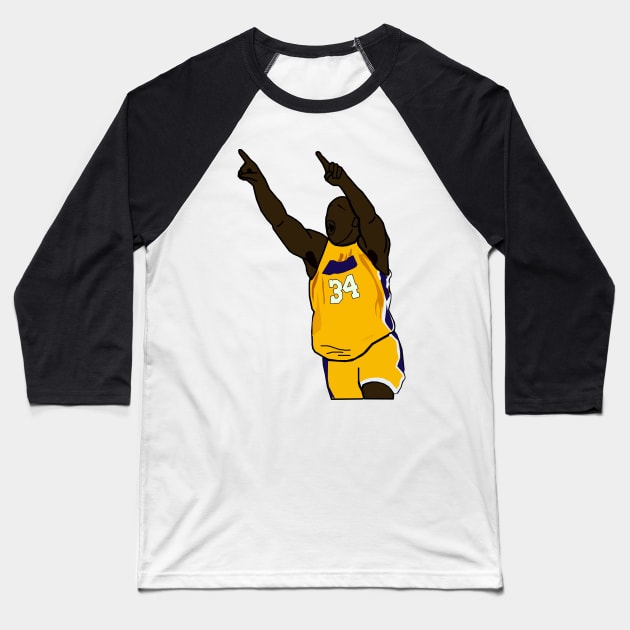 Shaq/Shaquille O'Neal Point - NBA Los Angeles Lakers Baseball T-Shirt by xavierjfong